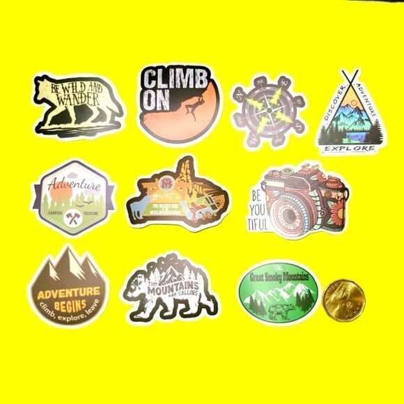 3/$20 Brand New 10x Waterproof Camping Stickers - Picture 1 of 1